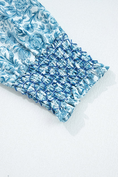 Floral Puff Sleeve Button-Up Shirt