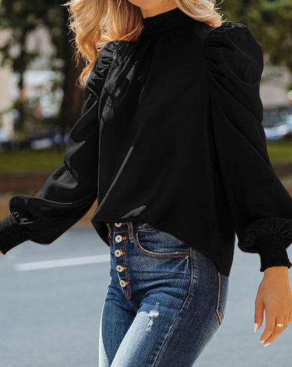 Bow Tie Puff Sleeve Blouse