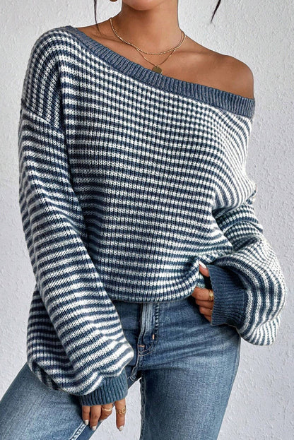 Stripe Lantern Sleeve Sweater