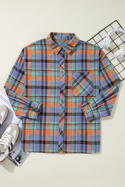 Plaid Button-Up Long Sleeve Shirt
