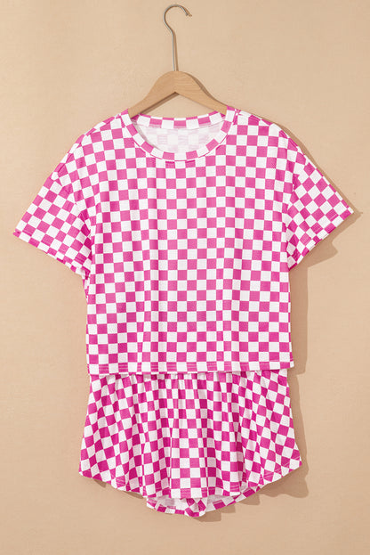 Checker T-Shirt & High Waist Skort Set
