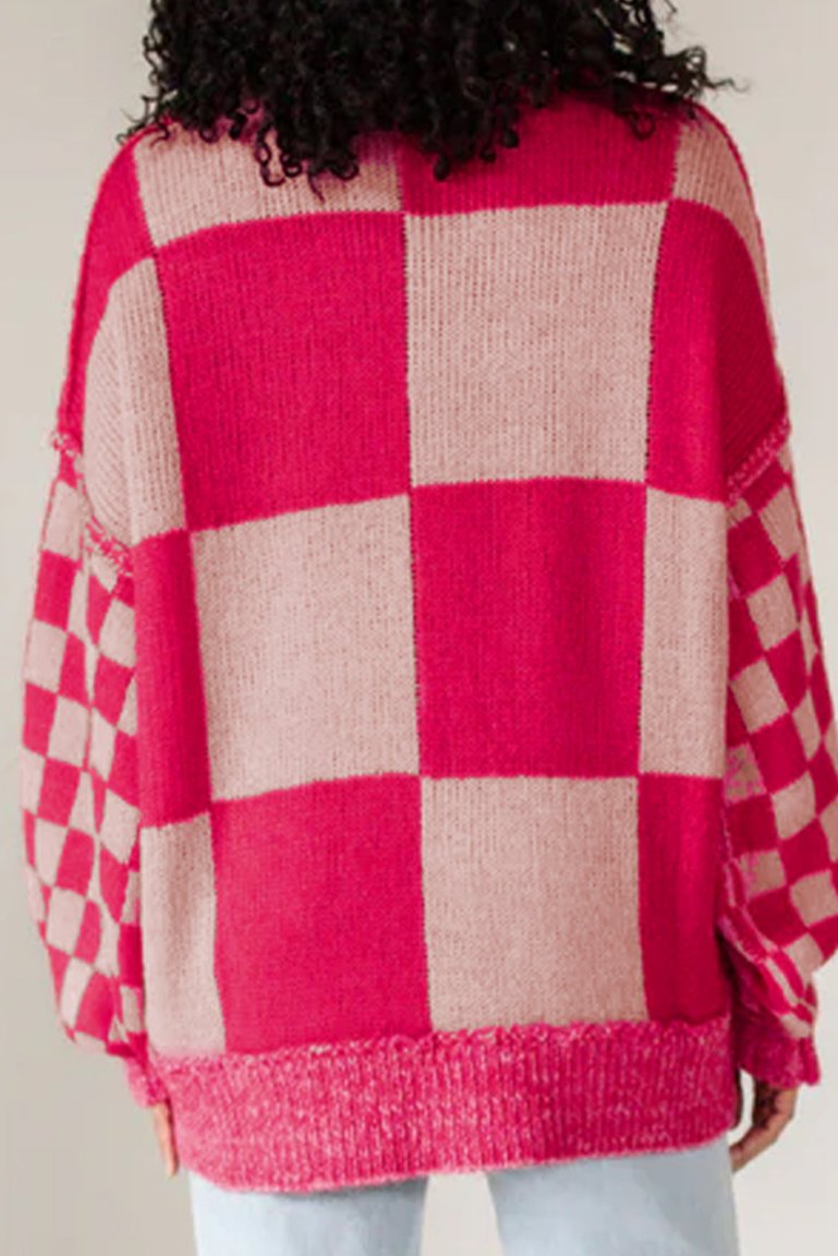 Checker Drop Shoulder Sweater