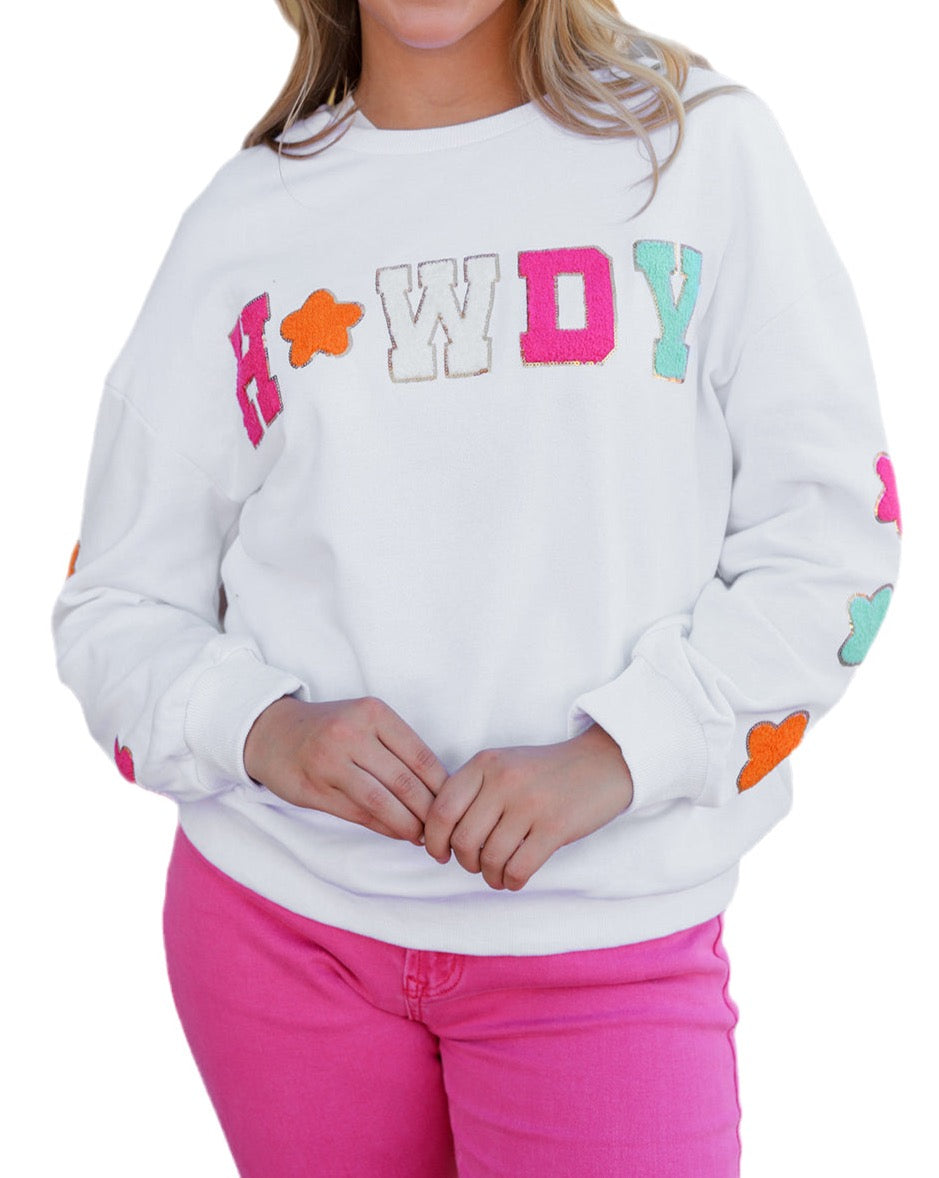 Sequin Howdy Star Patch Sweatshirt