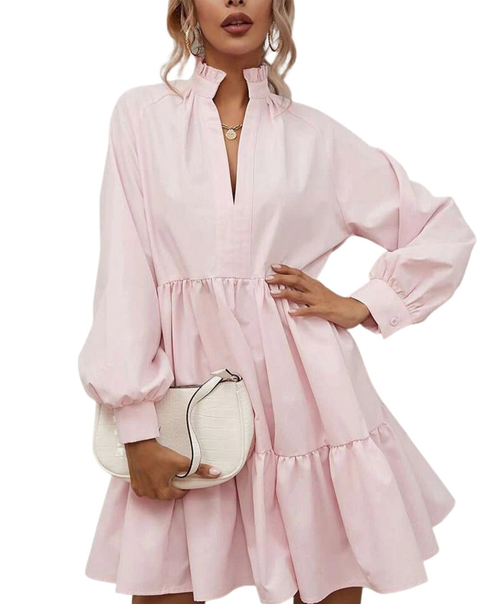 Frilled Long Sleeve Ruffle Dress