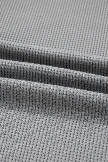 Plus Size Stripe Patchwork Waffle Half-Button Hooded Top