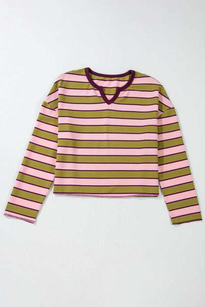 Stripe Waffle Knit Long Sleeve Top