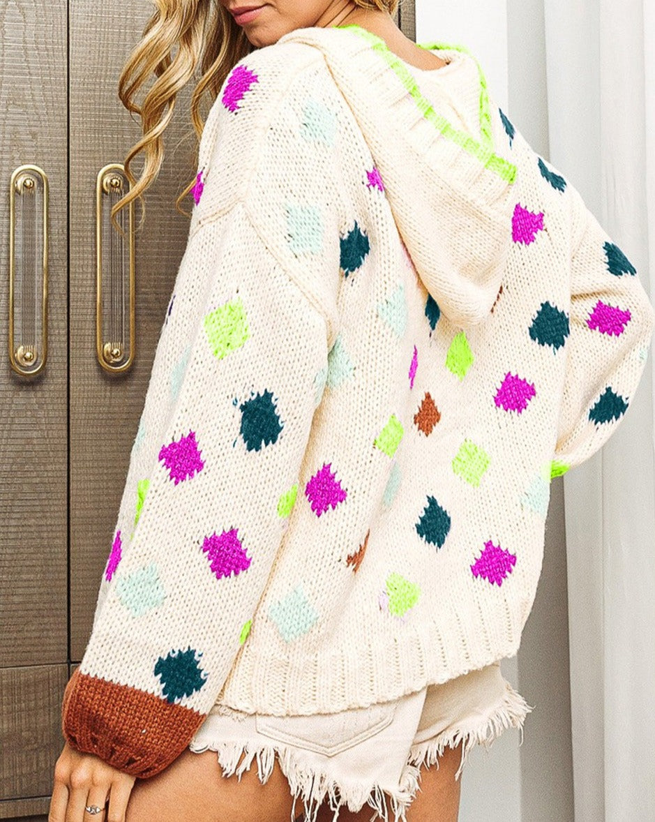 Diamond Colorblock Hooded Sweater