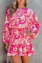 Paisley Long Sleeve Ruffle Dress