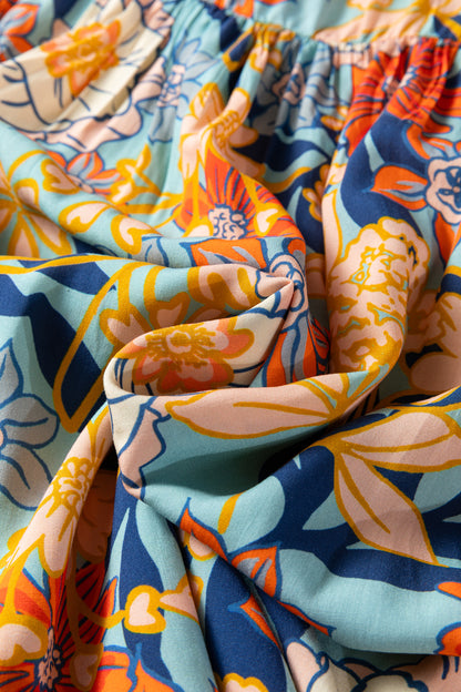 Plus Size Floral Ruffle Long Sleeve Dress