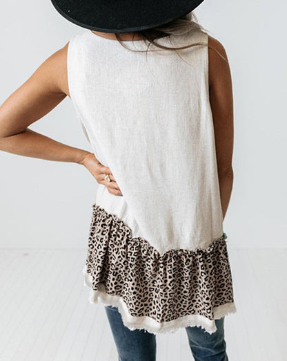 Leopard Colorblock Peplum Tank Top