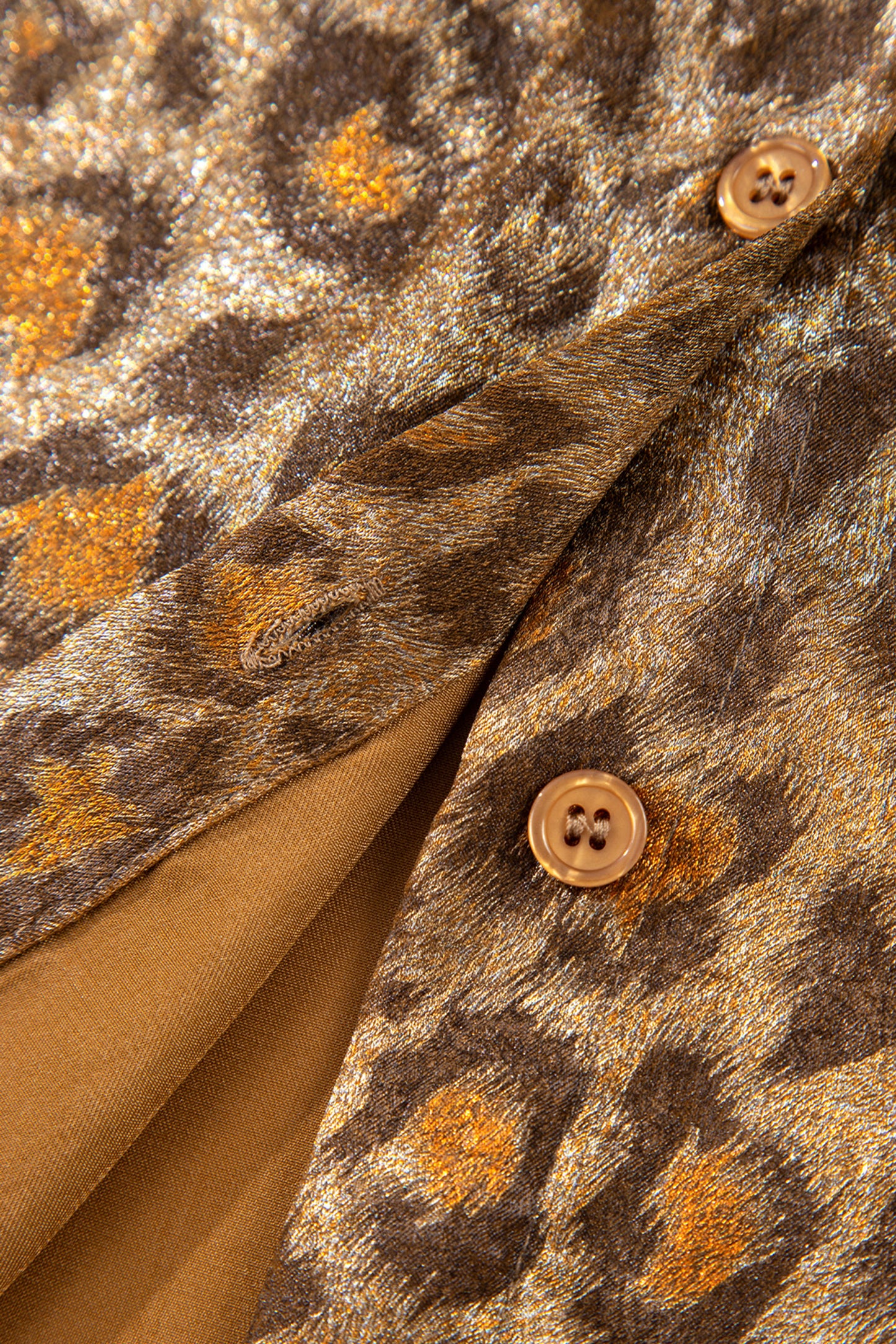 Leopard Metallic Short Sleeve Buttoned Shirt