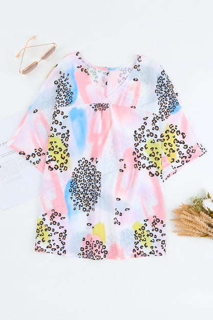 Leopard Watercolor Short Sleeve Top