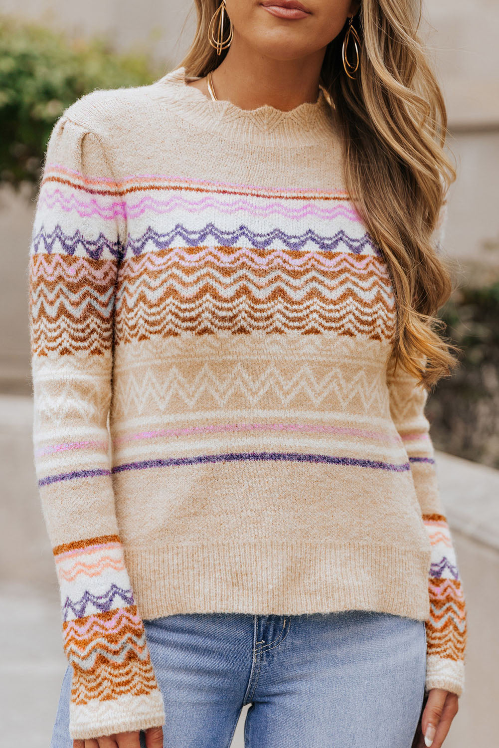 NEW! Geometric Stripe Knit Sweater