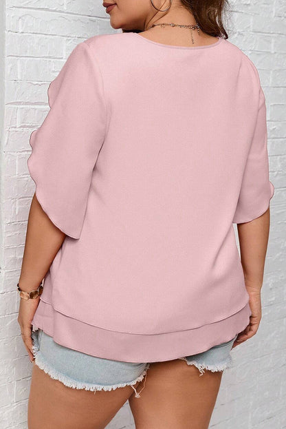 Tulip Sleeve Layered Blouse Plus Size