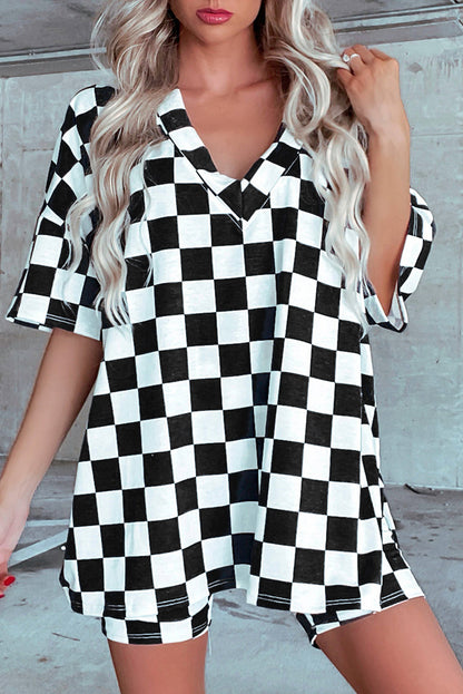 Checker Tee and Shorts Lounge Set