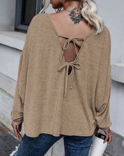 Plunging Back Dolman Sleeve  Top