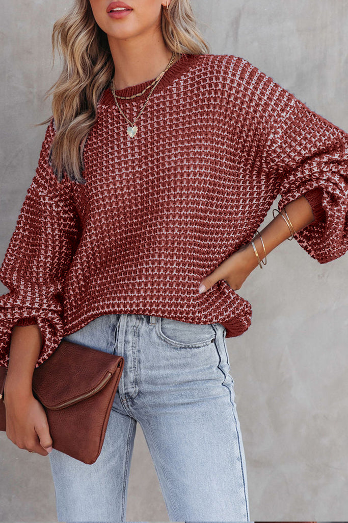 Checker Puff Sleeve Sweater