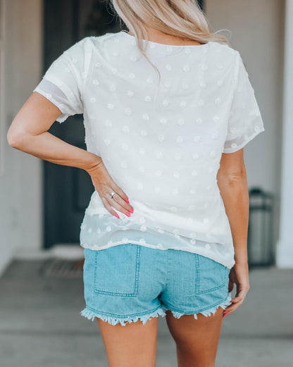 Swiss Dot Short Sleeve Top