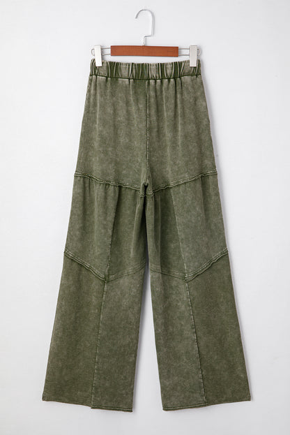 Mineral Wash Tiered Drawstring Wide Leg Pants