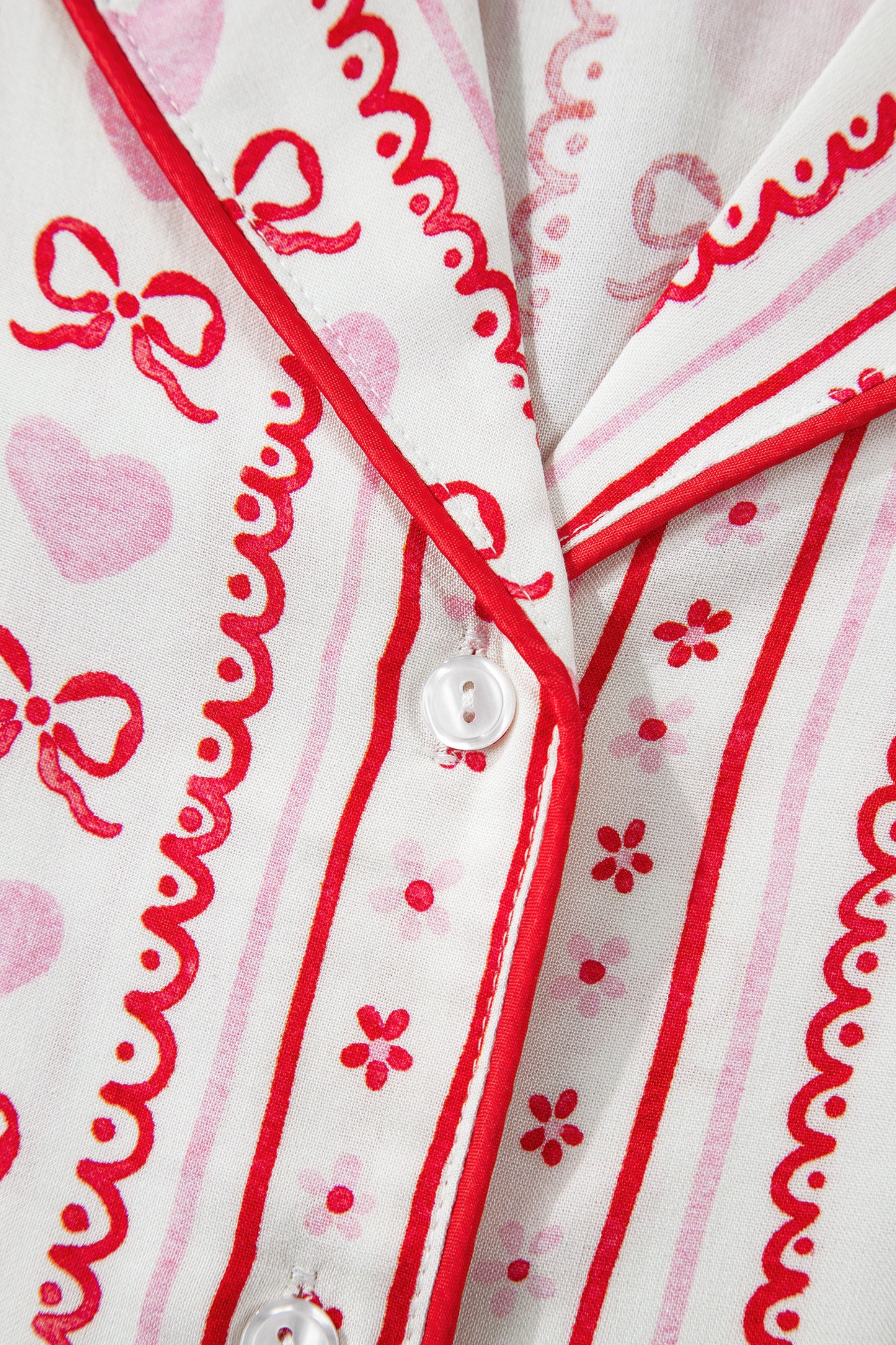 Bow Heart Top and Shorts Pajama Set