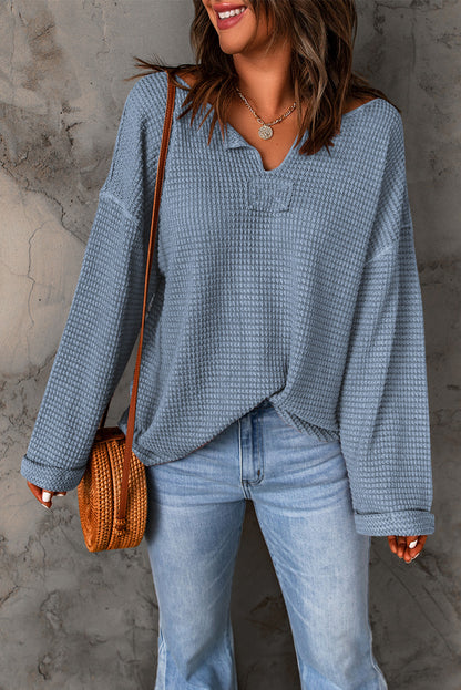 Waffle Wide Long Sleeve Top