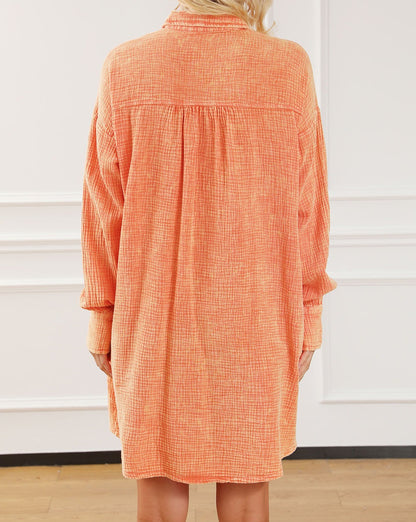 Crinkle Gauze Oversized Shirt Dress