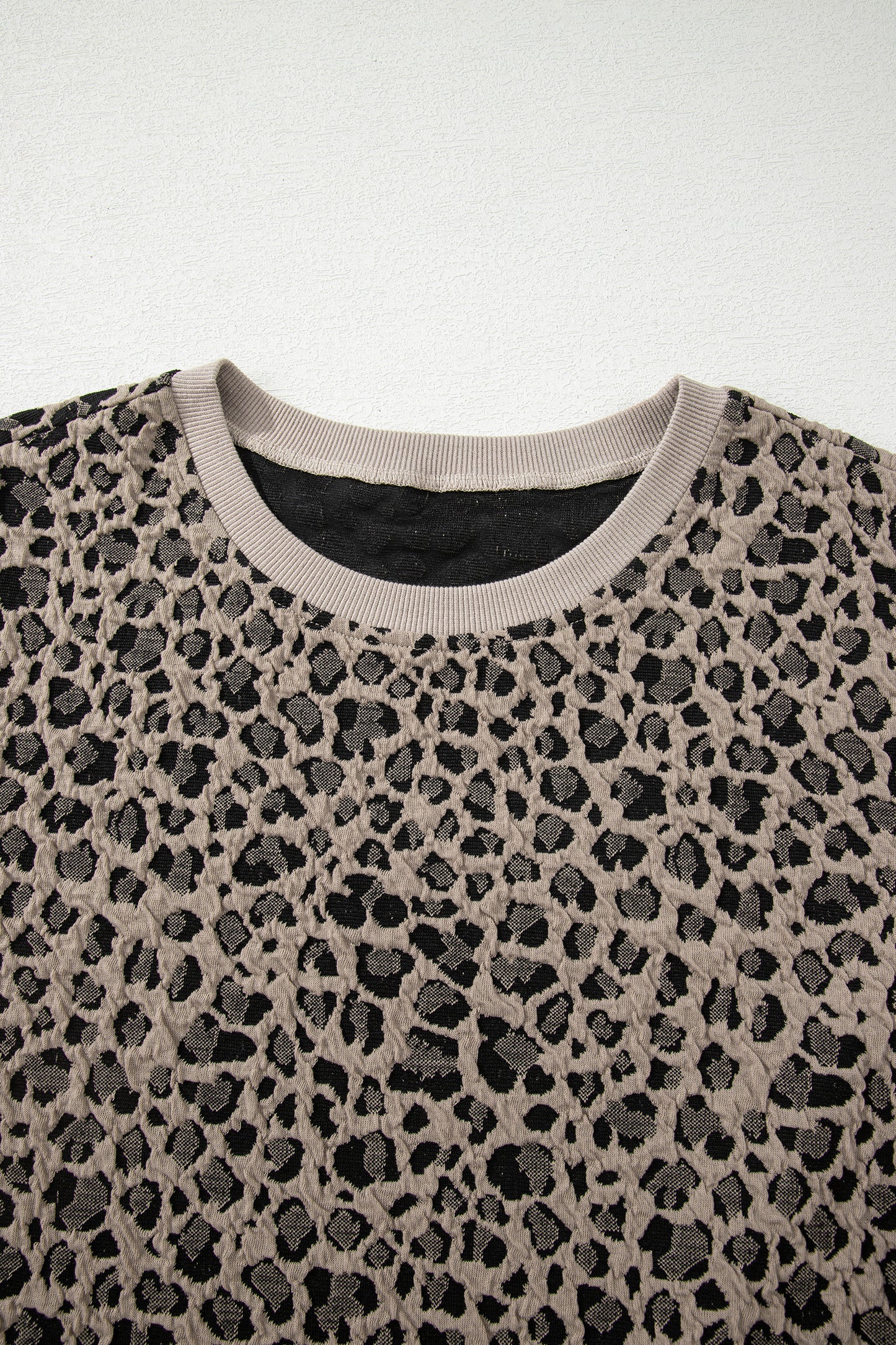 Plus Size Leopard Textured Short Sleeve T-Shirt
