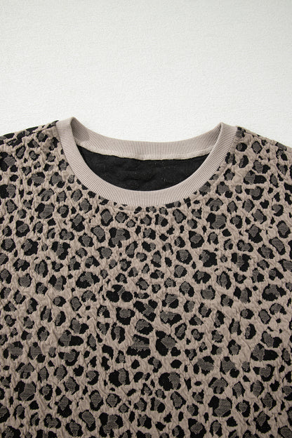 Plus Size Leopard Textured Short Sleeve T-Shirt