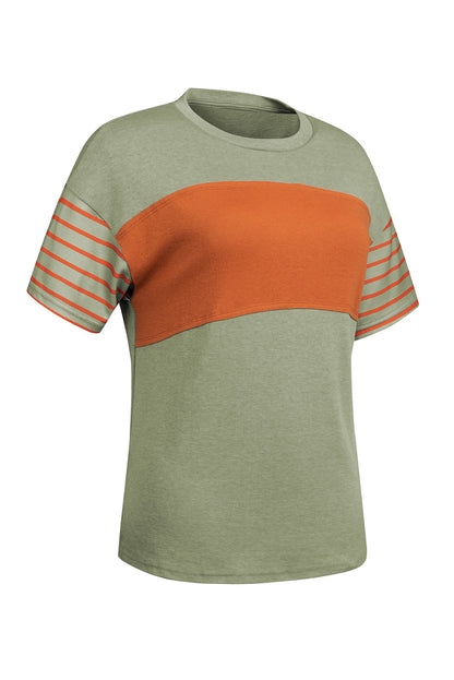 Colorblock Stripe Short Sleeve T-Shirt