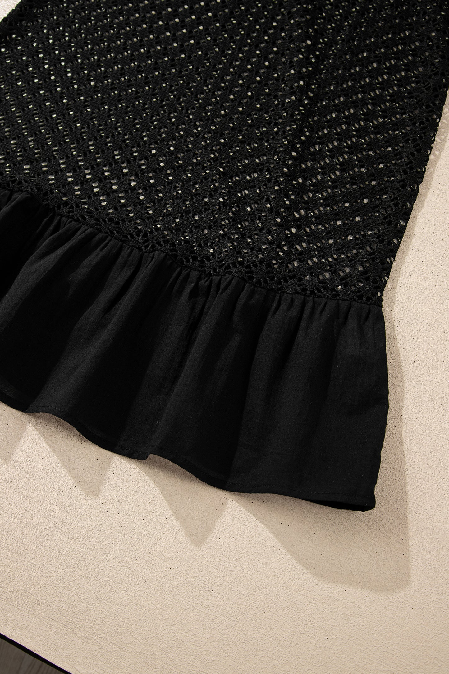 Crochet Patchwork Ruffle Hem Beach Cover-Up