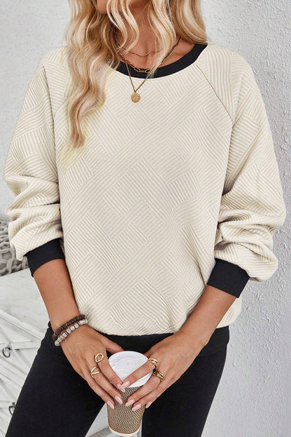 Colorblock Trim Raglan Sleeve Top