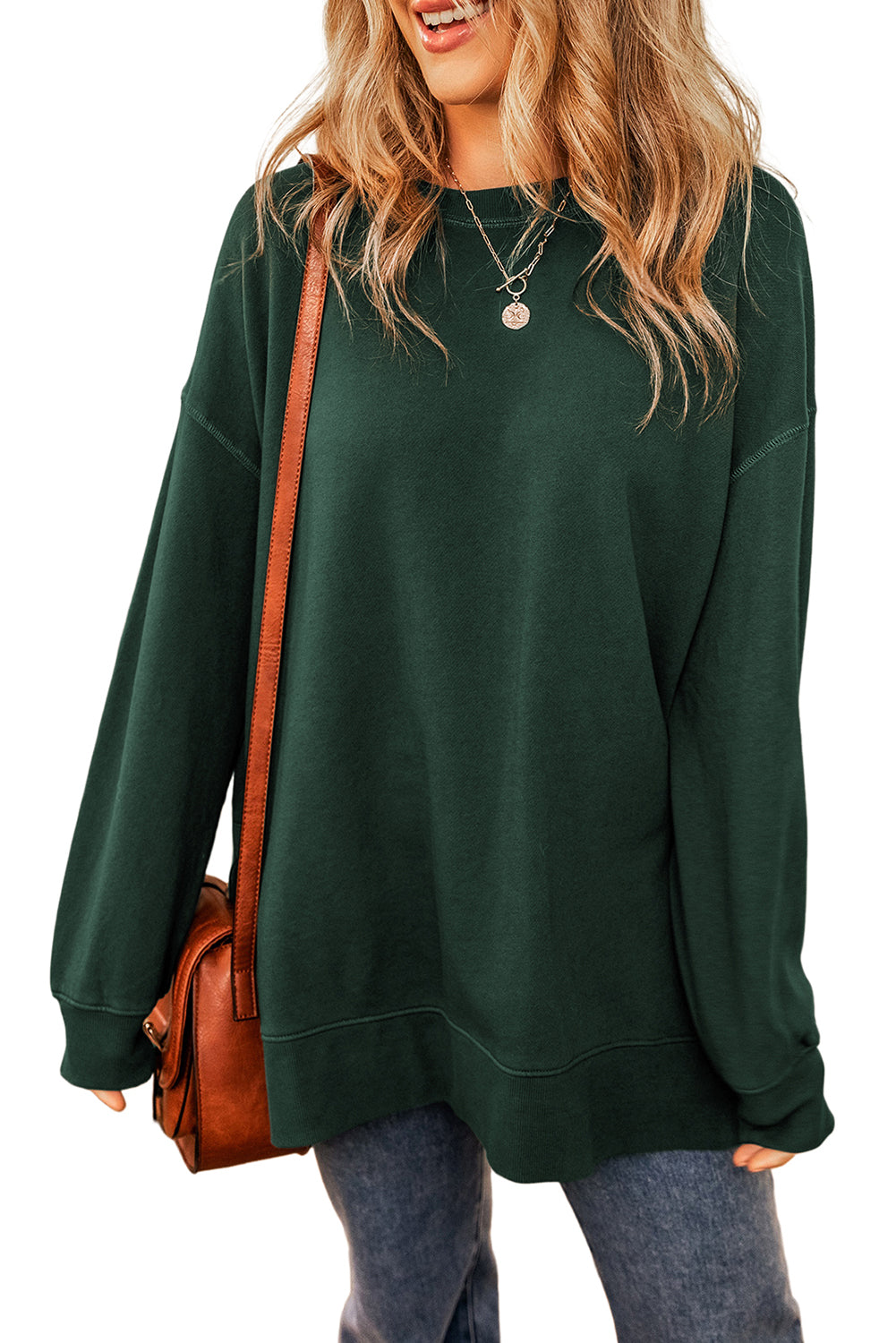 Oversized Drop Shoulder Crewneck Sweatshirt