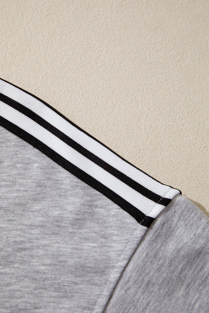 Stripe Patchwork Raw Edge Oversize Tee