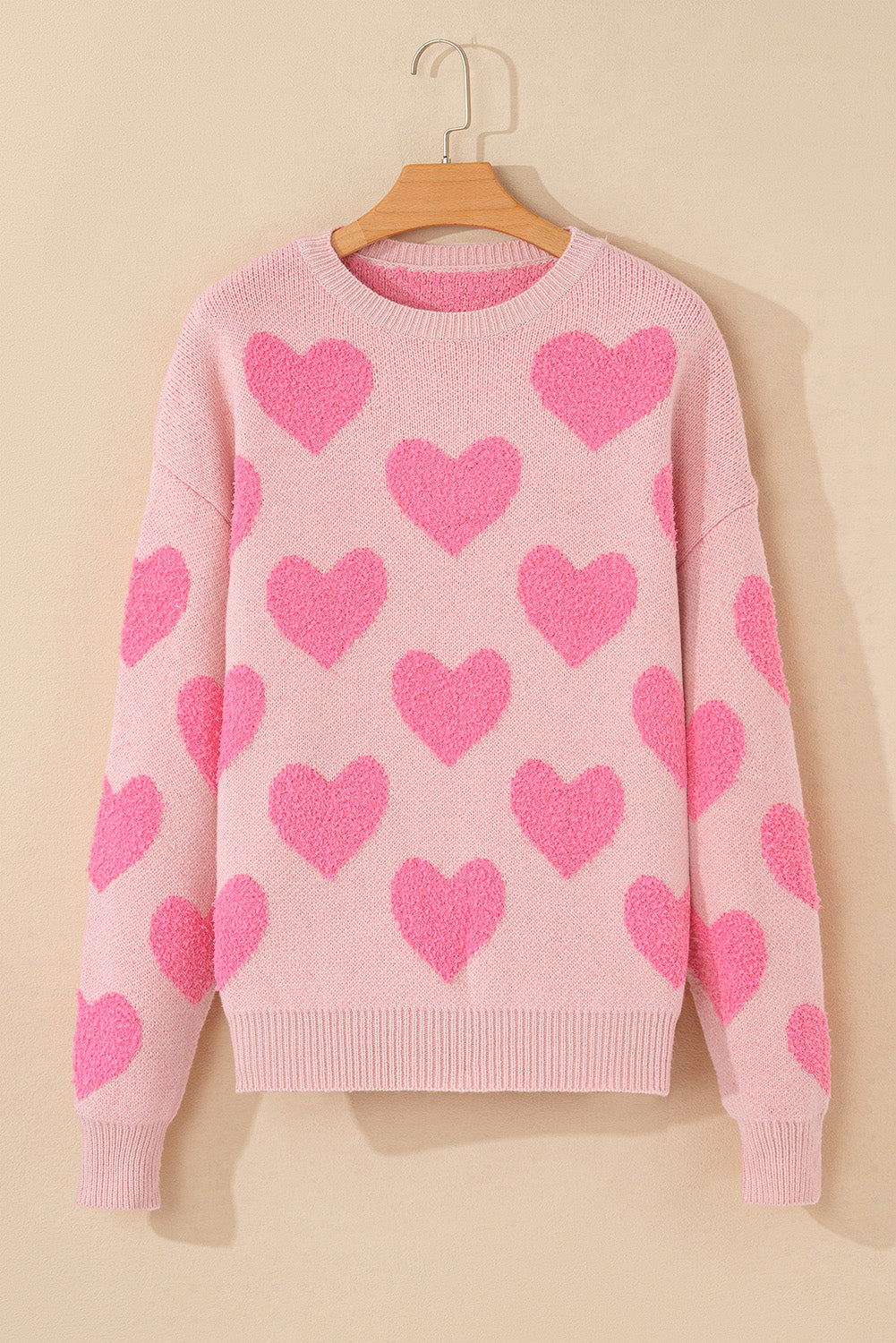Valentine Heart Colorblock Textured Knit Sweater
