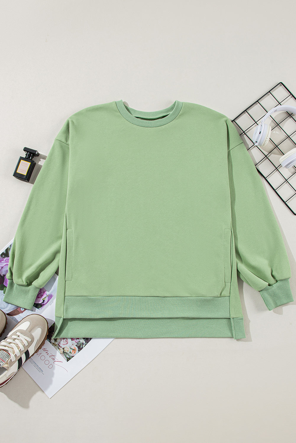 Solid Fleece Lined Sweatshirt