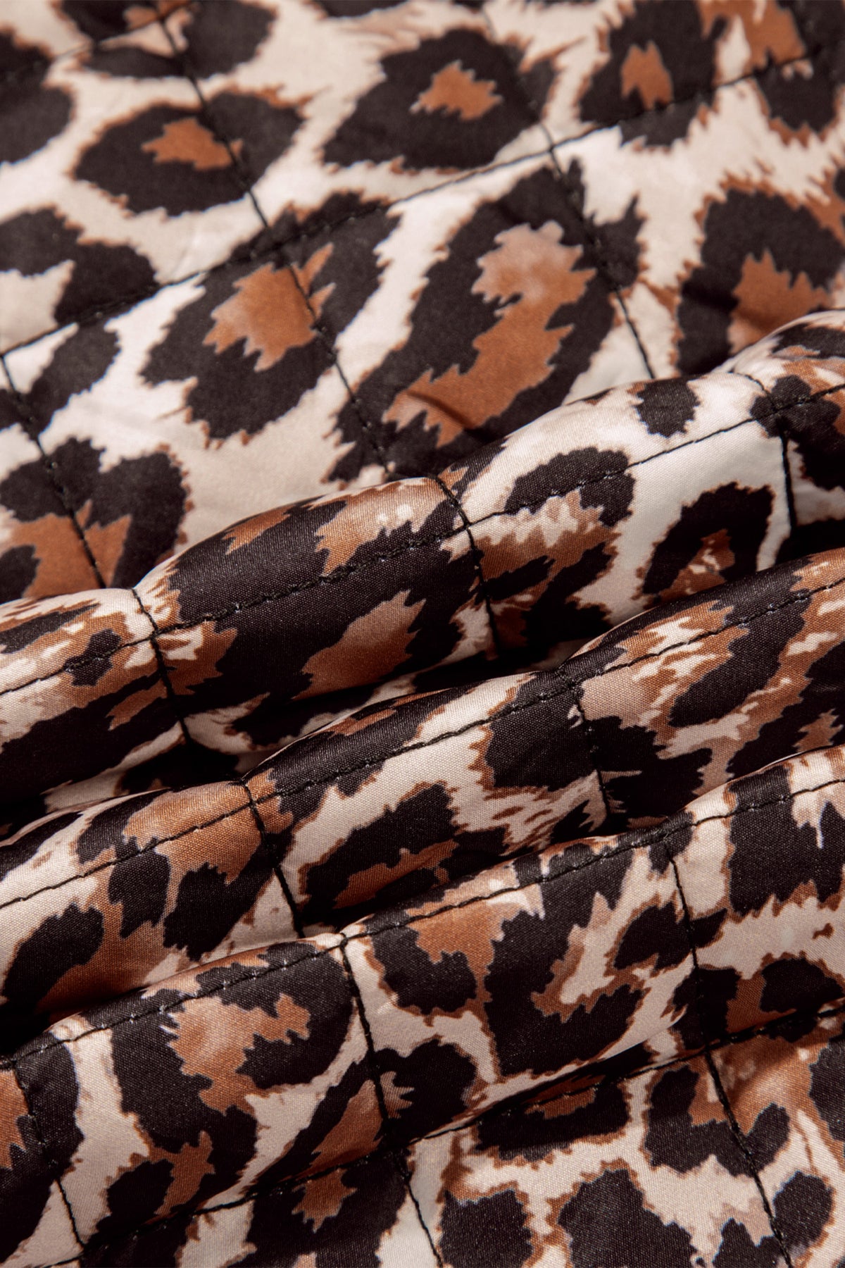 Leopard Quilted Button Front Patch Pocket Jacket