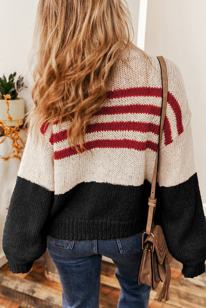 Colorblock Striped Open Cardigan