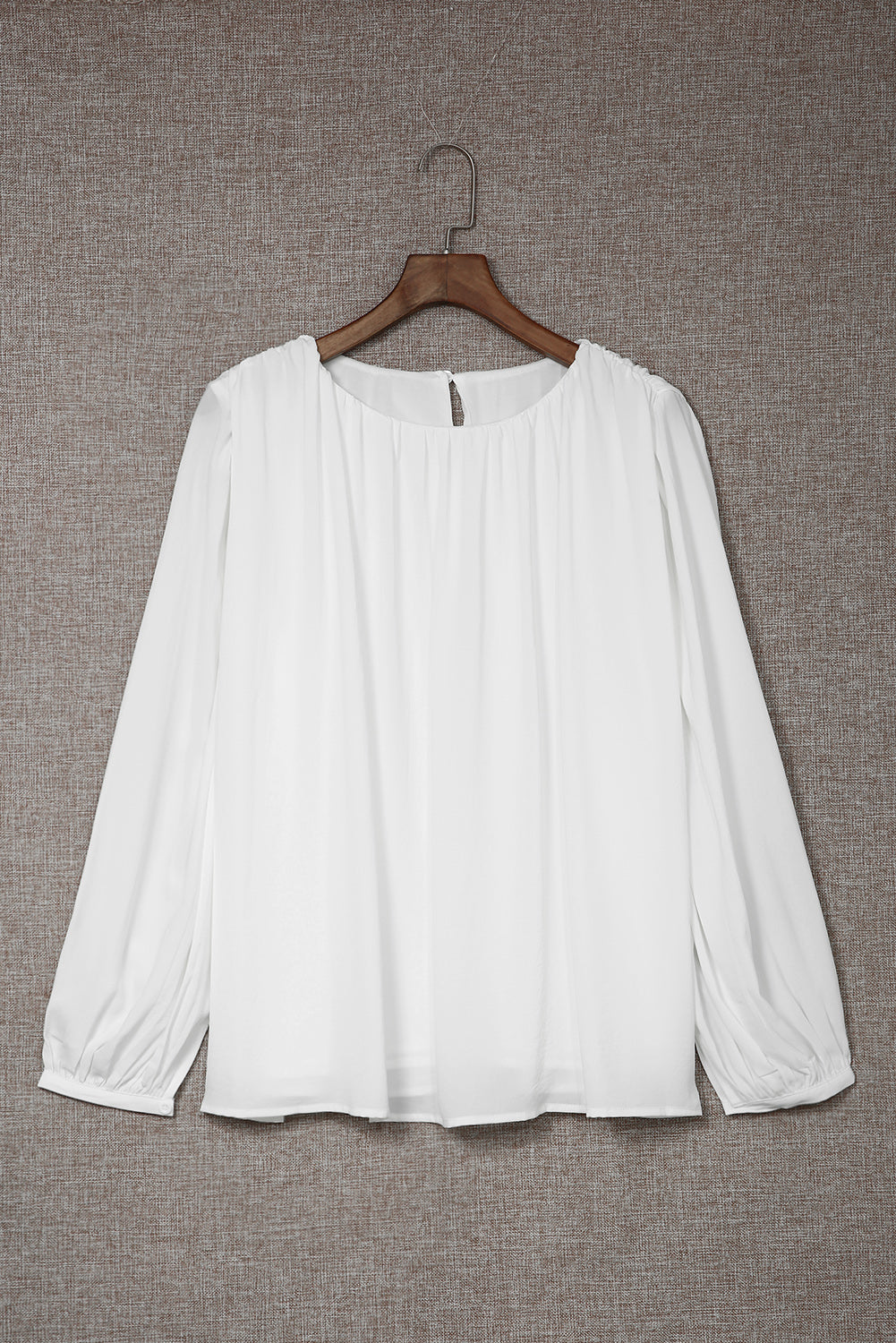 Ruched Crewneck Puff Sleeve Blouse