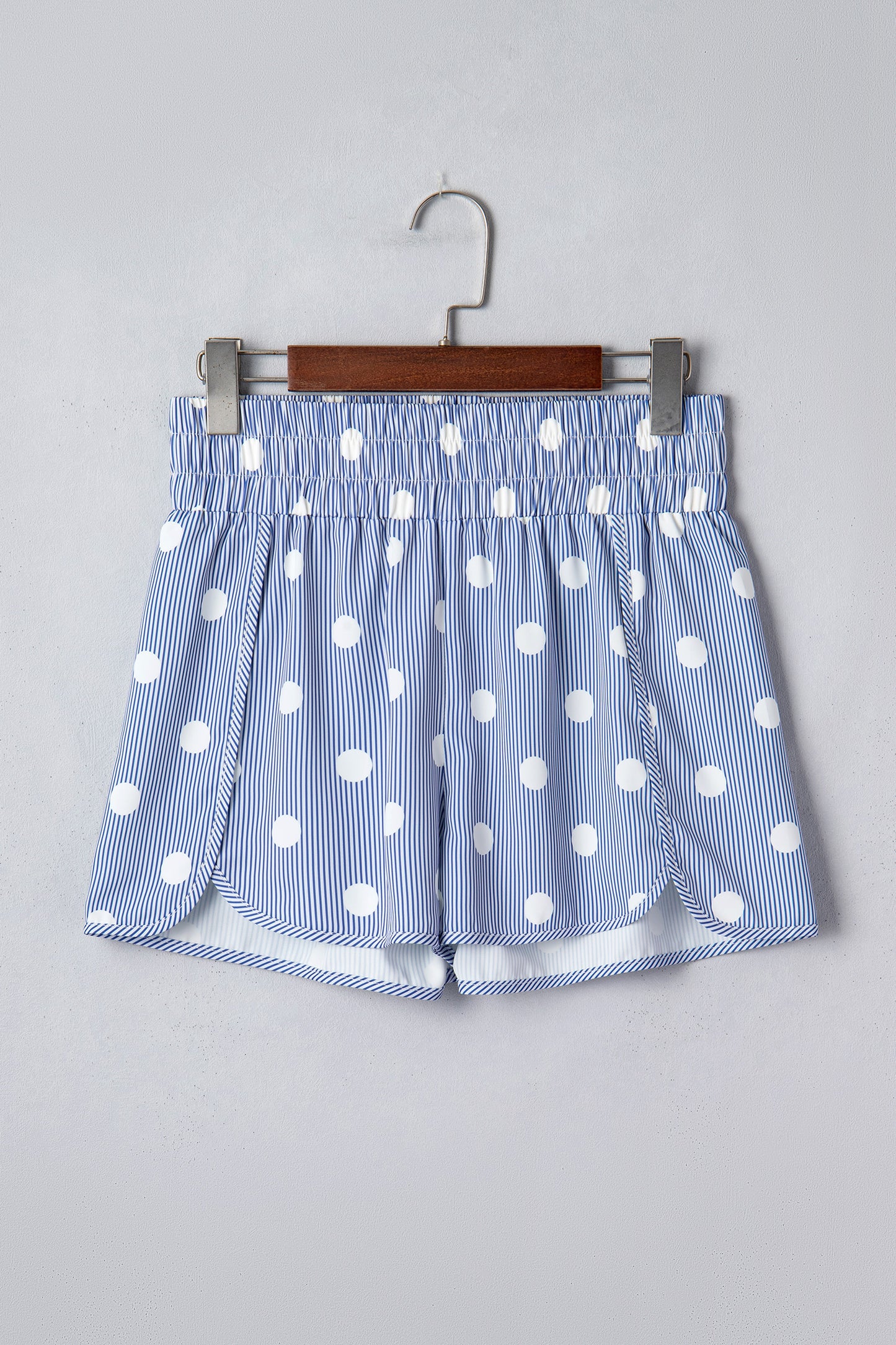Polka Dot Shirred High Waist Shorts