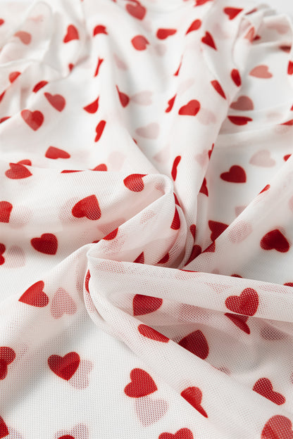 Valentine Heart Mesh Short Sleeve Top