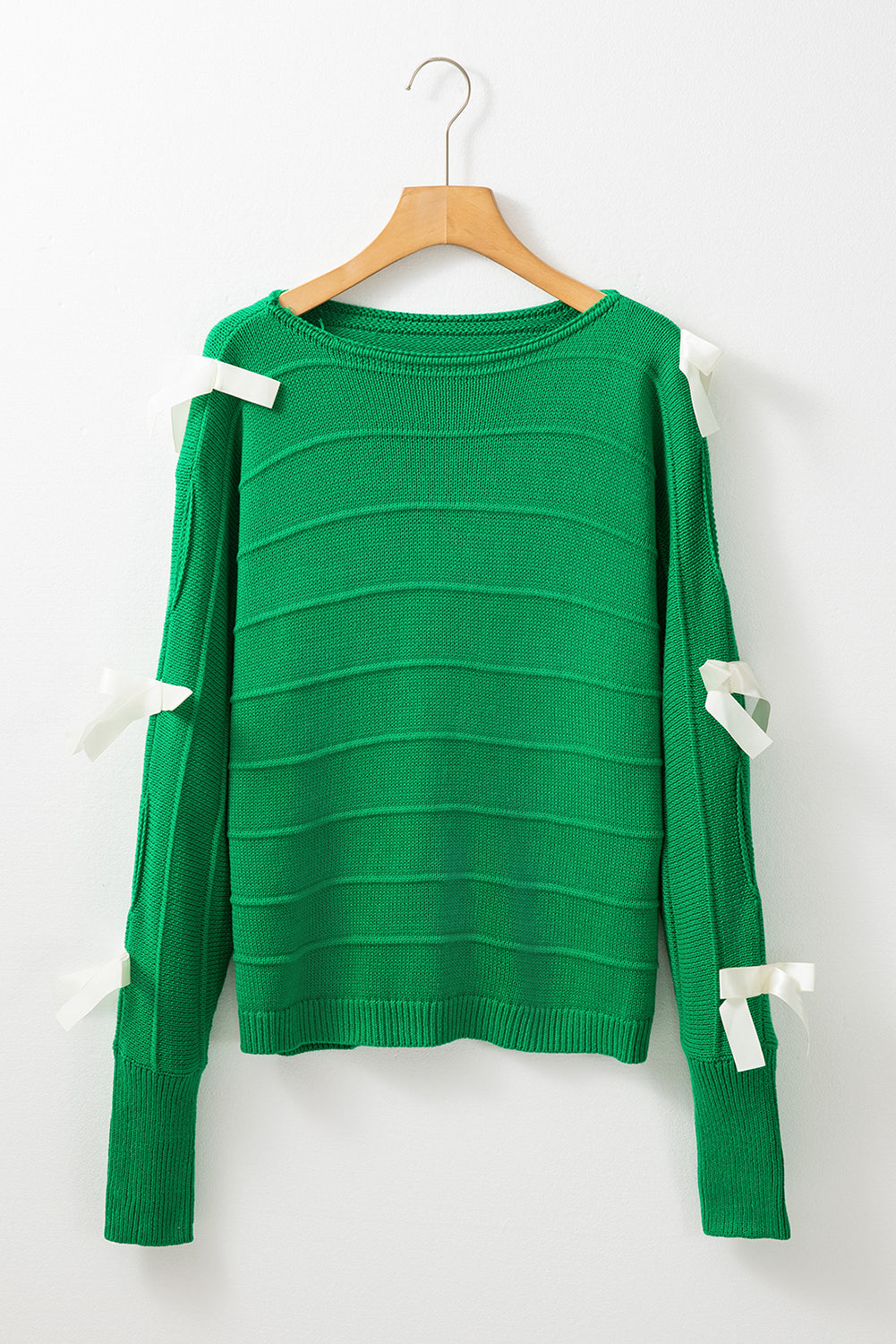 Bow Cut Out Round Neck Sweater