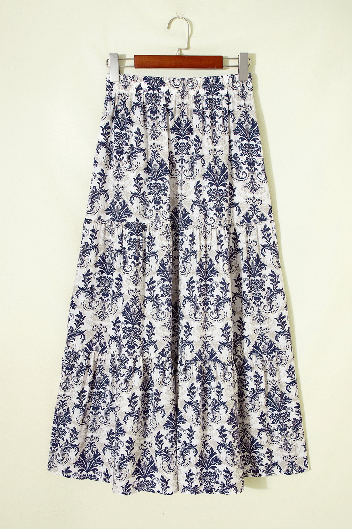 Boho Floral Tiered Maxi Skirt Split