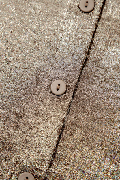 Metallic Ruffle Trim Sleeveless Round Neck Top