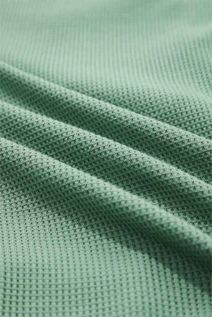 Waffle Knit Patchwork Button-Up Shirt