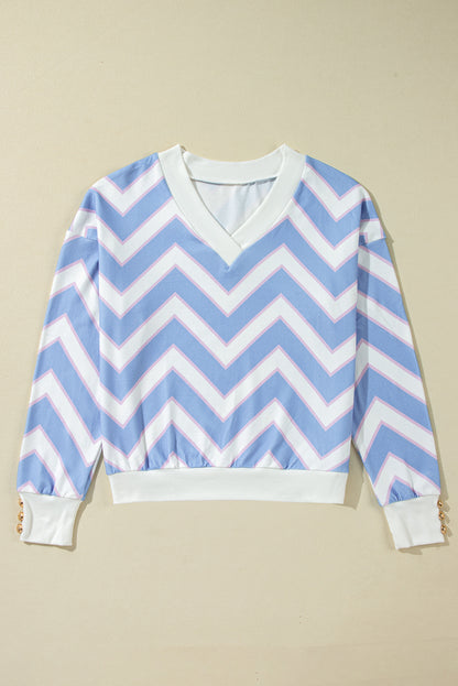 ZIGZAG STRIPE V-NECK OVERSIZED TOP