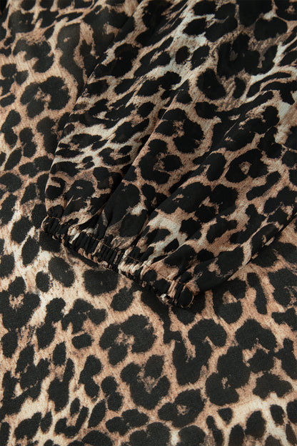 Leopard Long Sleeve Shift Mini Dress
