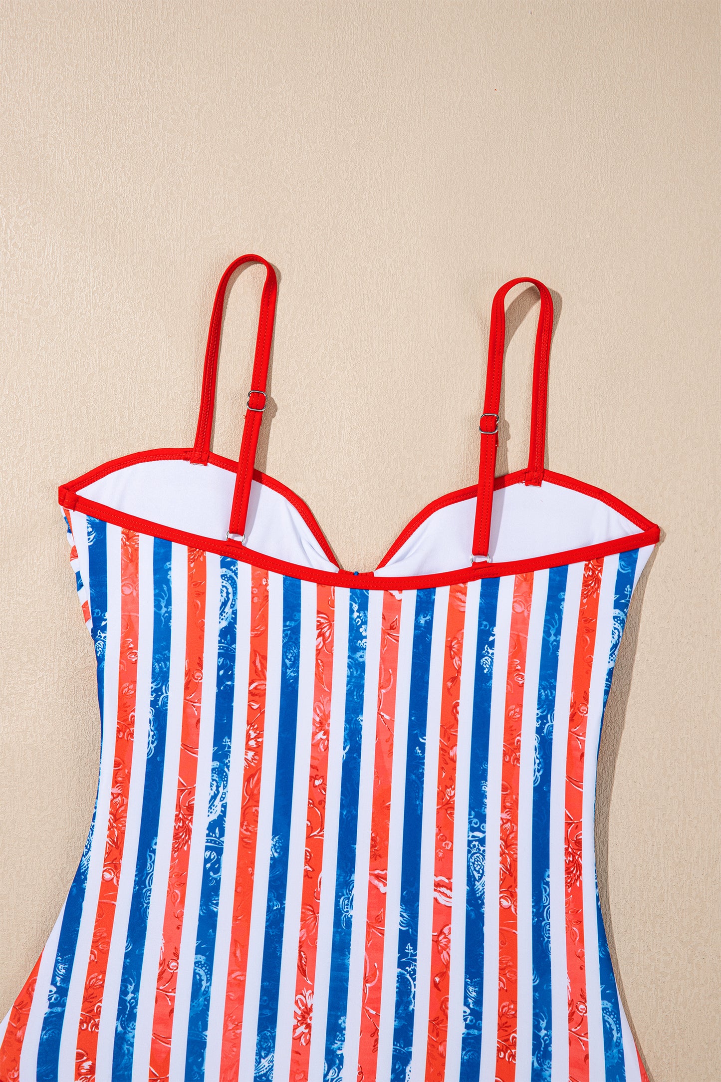 Americana Stripe Cutout Spaghetti Strap Swimsuit