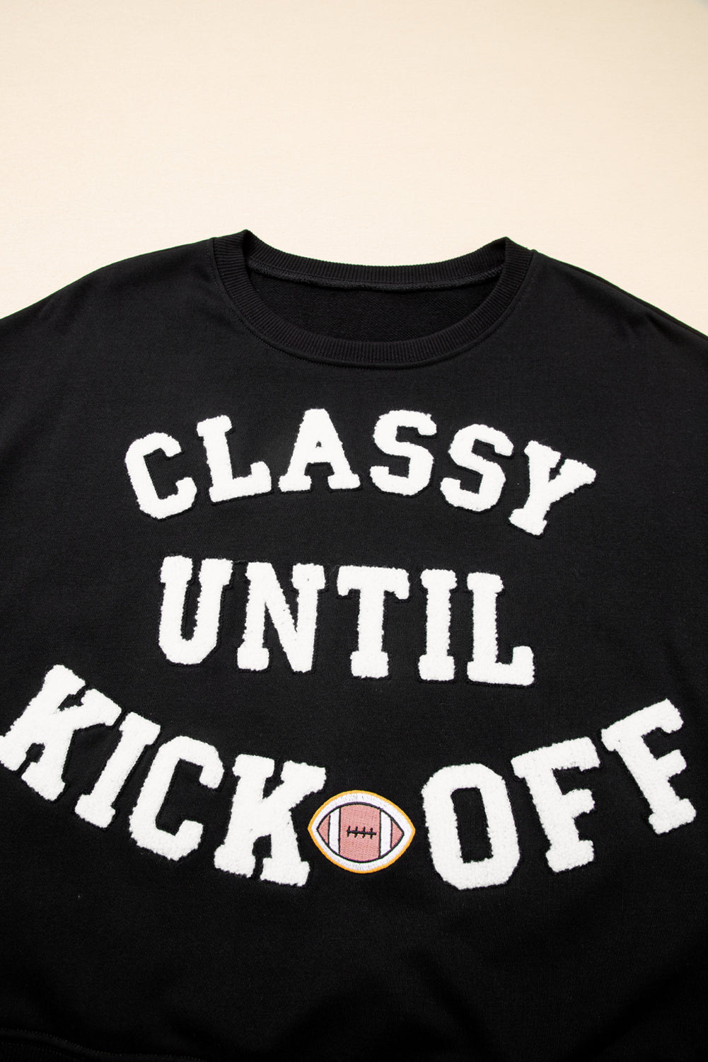 CLASSY UNTIL KICKOFF Patch Game Day Sweatshirt