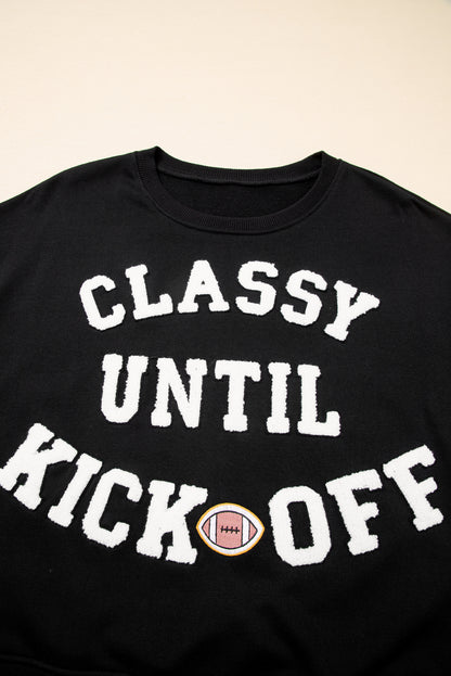 CLASSY UNTIL KICKOFF Patch Game Day Sweatshirt