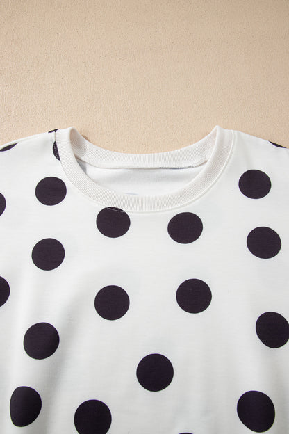 Polka Dot Pullover and Drawstring Shorts Set